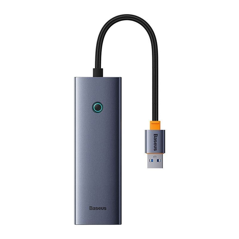 BASEUS - Adaptador Baseus HUB 4 en 1 USB a USB X3 + Ethernet RJ45 Gris espacial