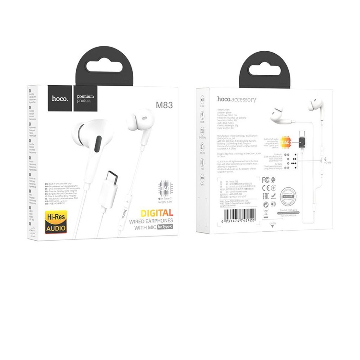 HOCO - AUDIFONOS TIPO C HOCO M83 BLANCO