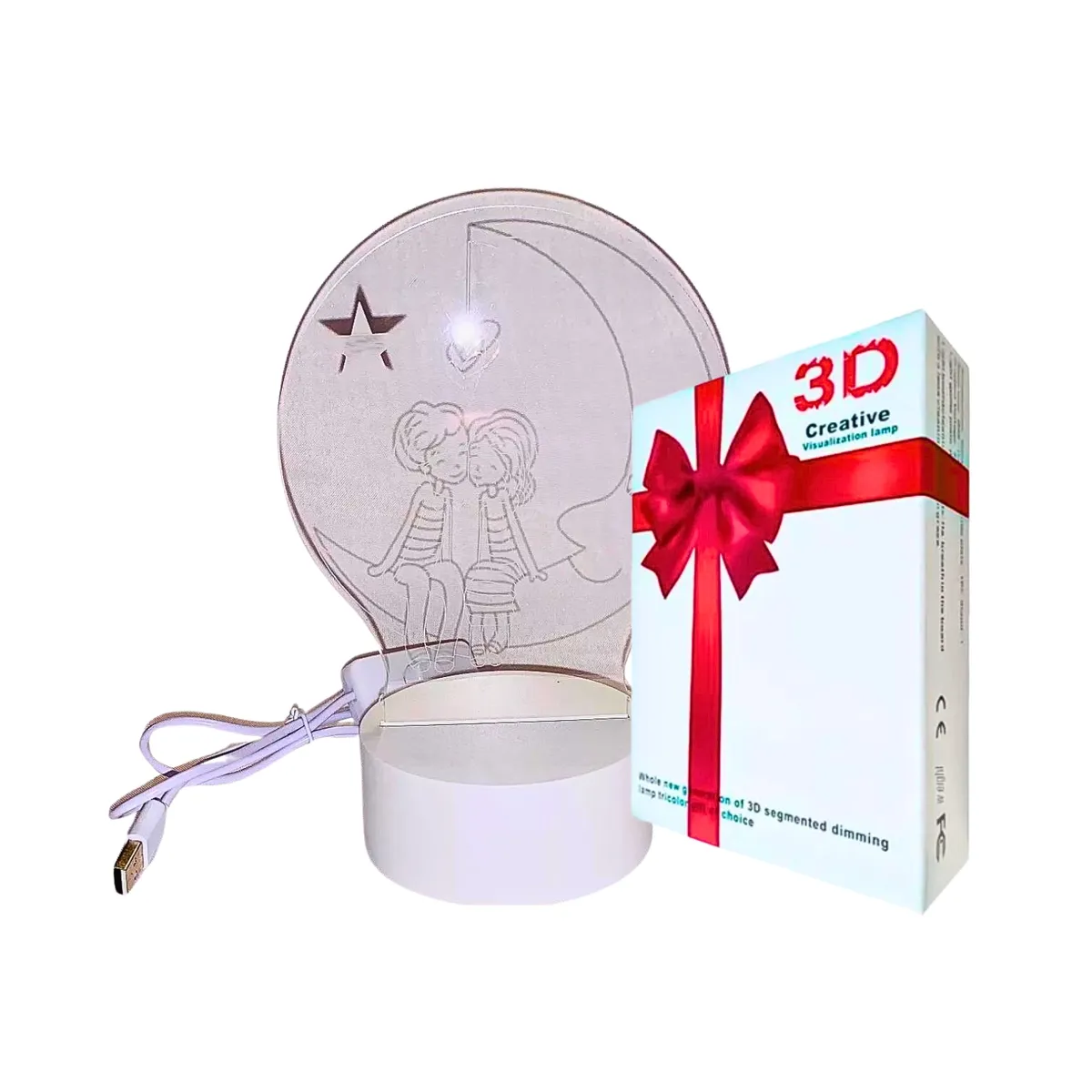GENERICO - Lámpara 3d Diseño Atractivo Pareja En La Luna Decoración