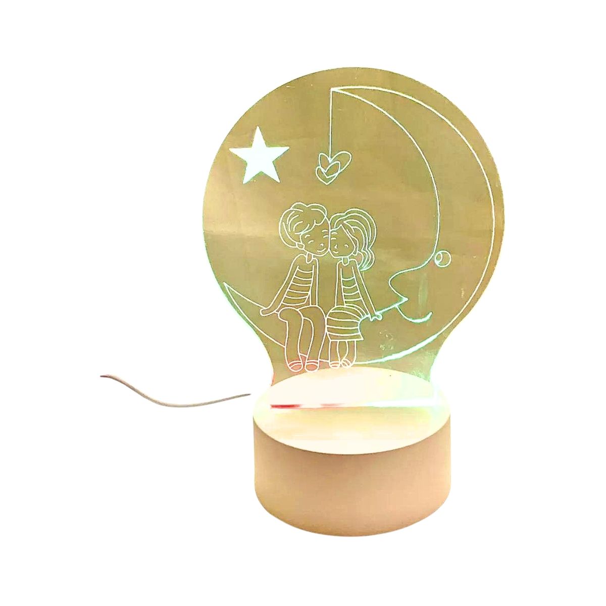 GENERICO - Lámpara 3d Diseño Pareja En La Luna Decoración Atractiva