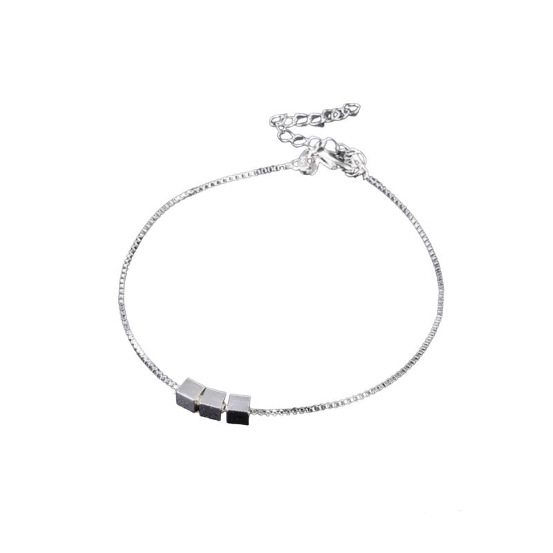 GENERICO - Pulsera Mujer Plateada Dijes Cuadrados