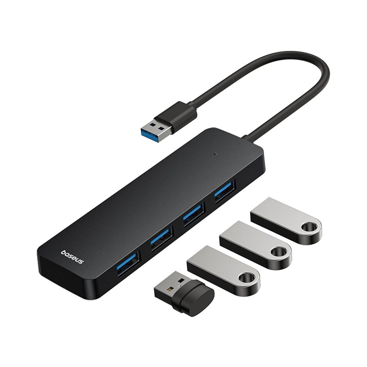 BASEUS - Adaptador Baseus HUB 15cm USB-A a 4 Puertos USB - 5Gbps - Negro