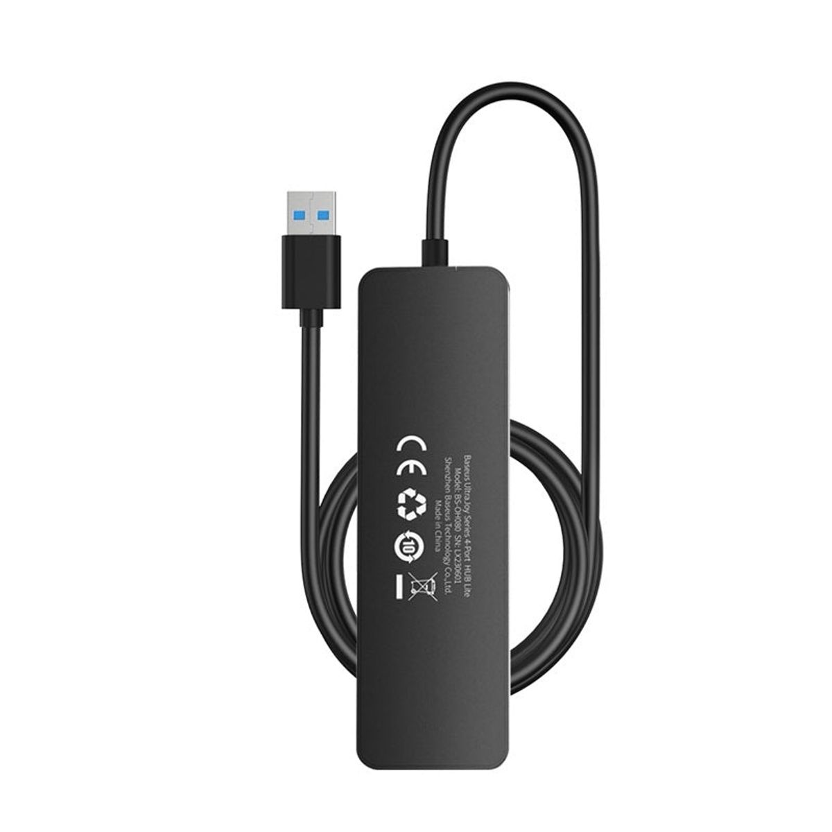 BASEUS - Adaptador Baseus HUB 100 cm USB-A a USB 30 X 4 5 Gbps Negro