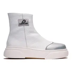 LANDAZURI - Zapatilla Cuero Frigg Blanco Plata