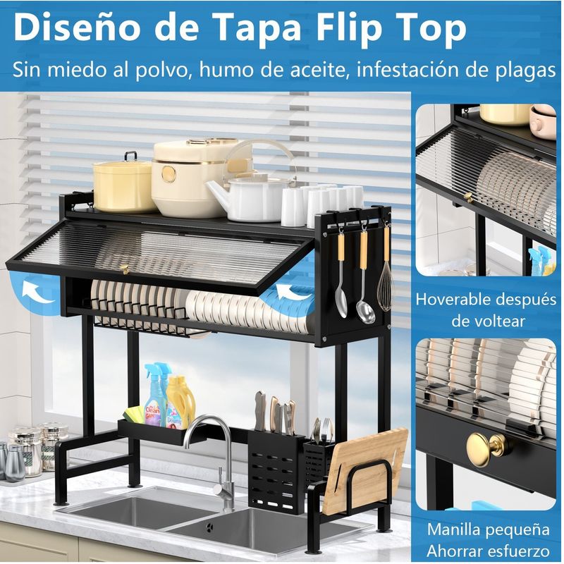 GENERICO - Escurridor Secador Sobre Fregadero Con Puerta Antipolvo 105cm