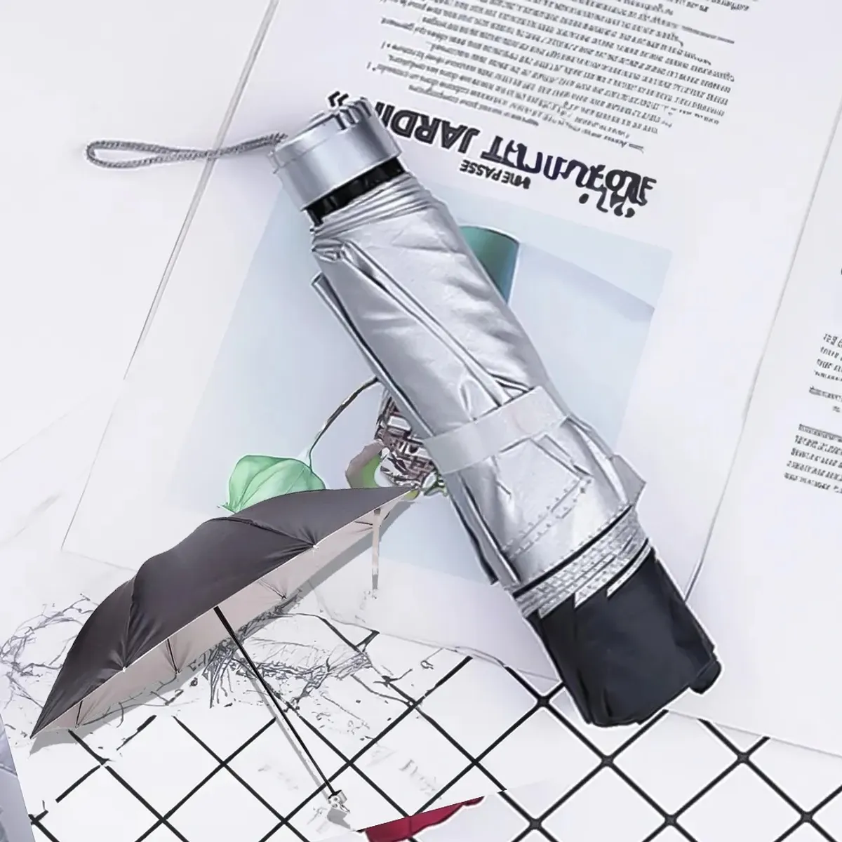 GENERICO - Paraguas De Bolsillo Color Negro Lluvia Invierno Plegable