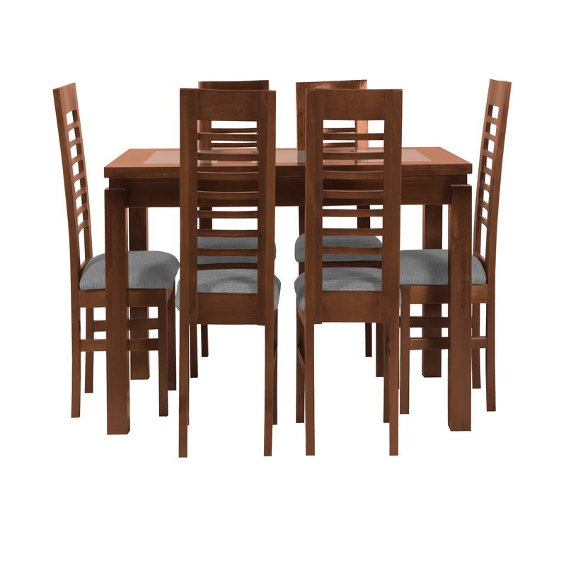 GENERICO - Comedor Florencia porcelanato gris 6S Nogal