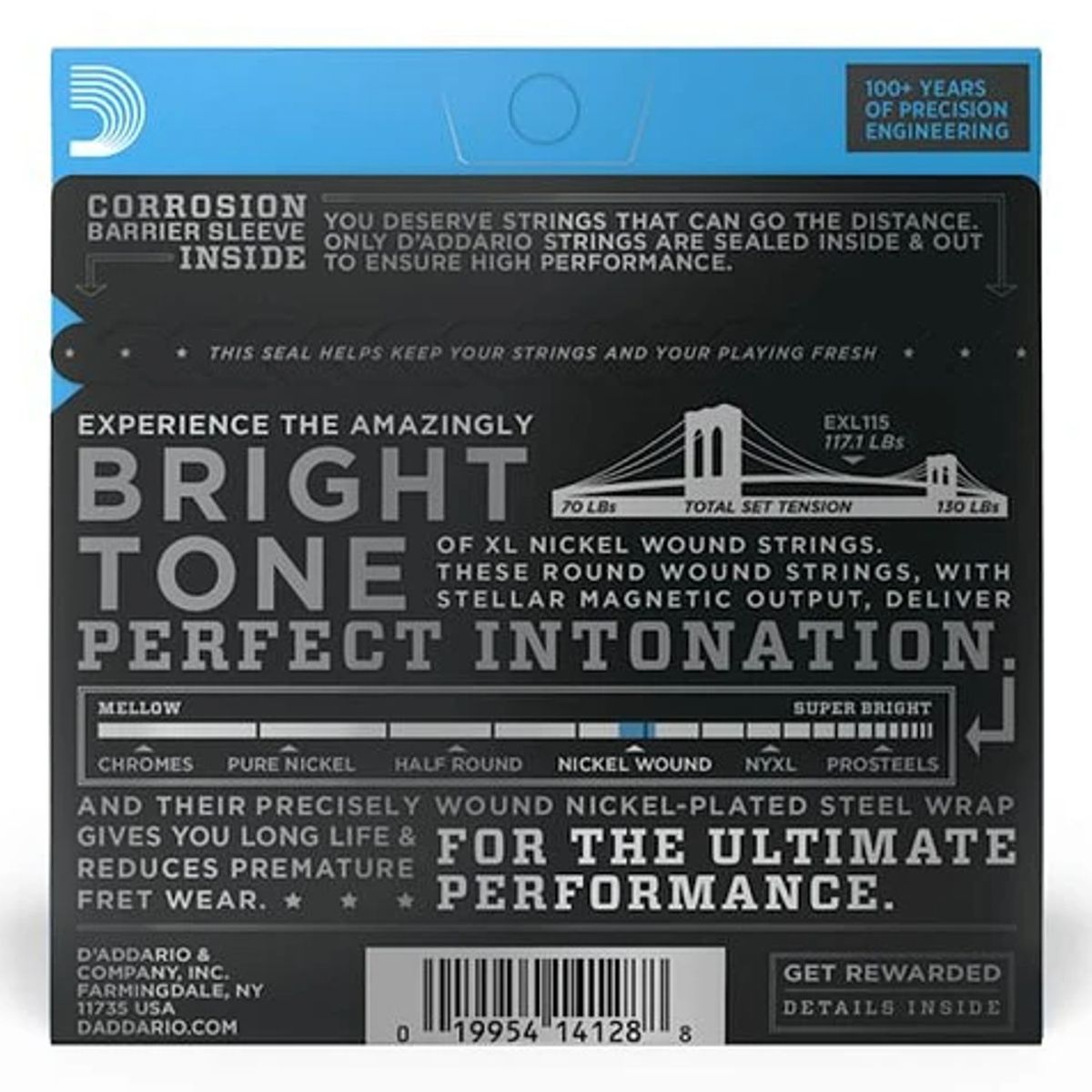 DADDARIO - Set 6 Cuerdas para Guitarra Eléctrica D'Addario  EXL 115