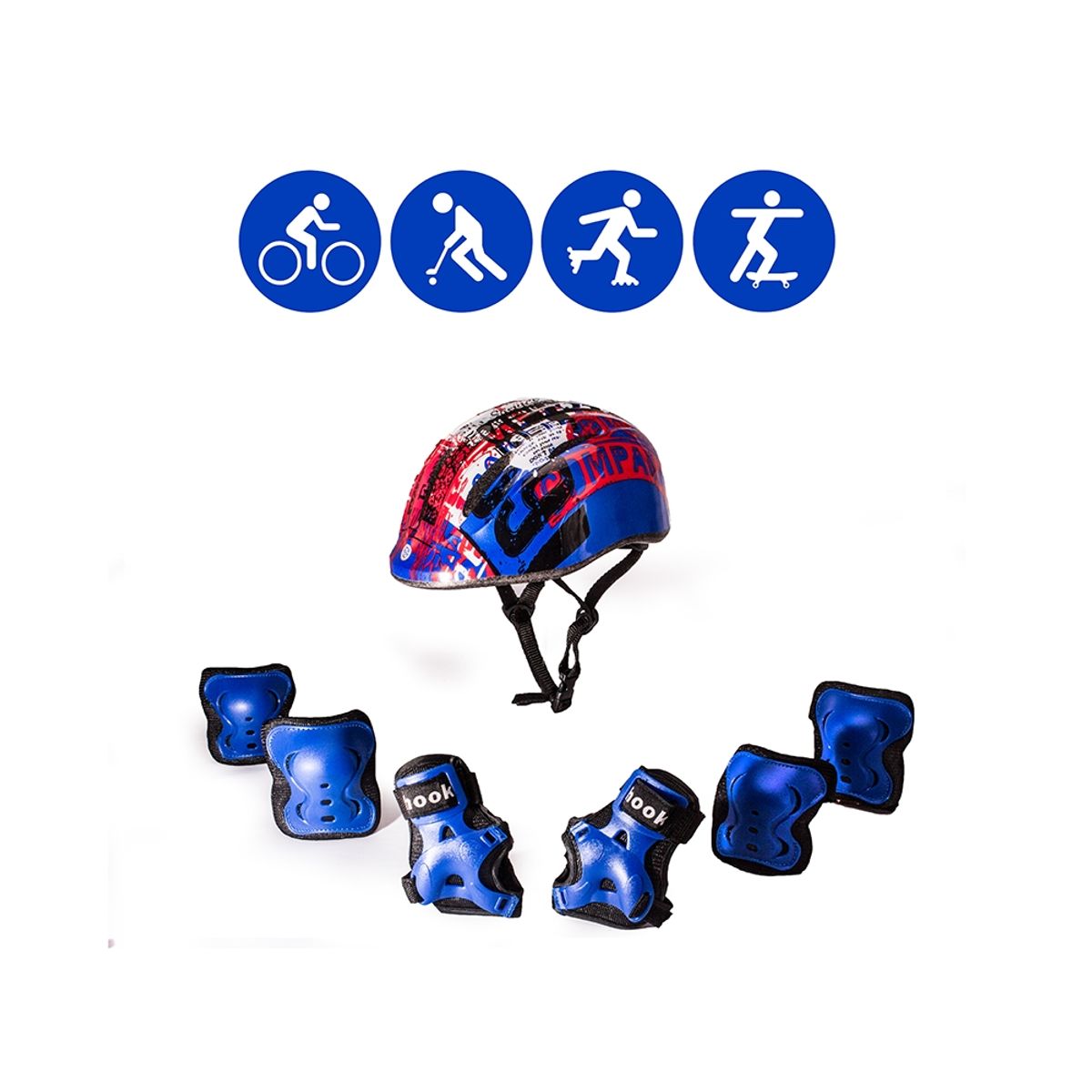 HOOK - Set de casco y protecciones Hook Azul HK-331 Talla S
