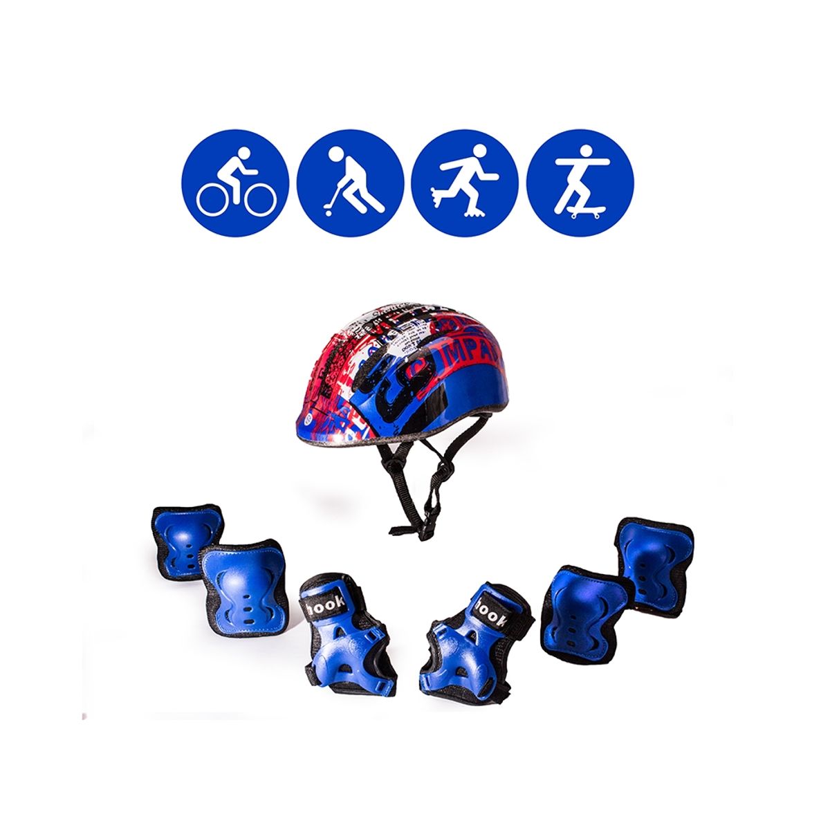 HOOK - Set de casco y protecciones Hook Azul HK-331 Talla S