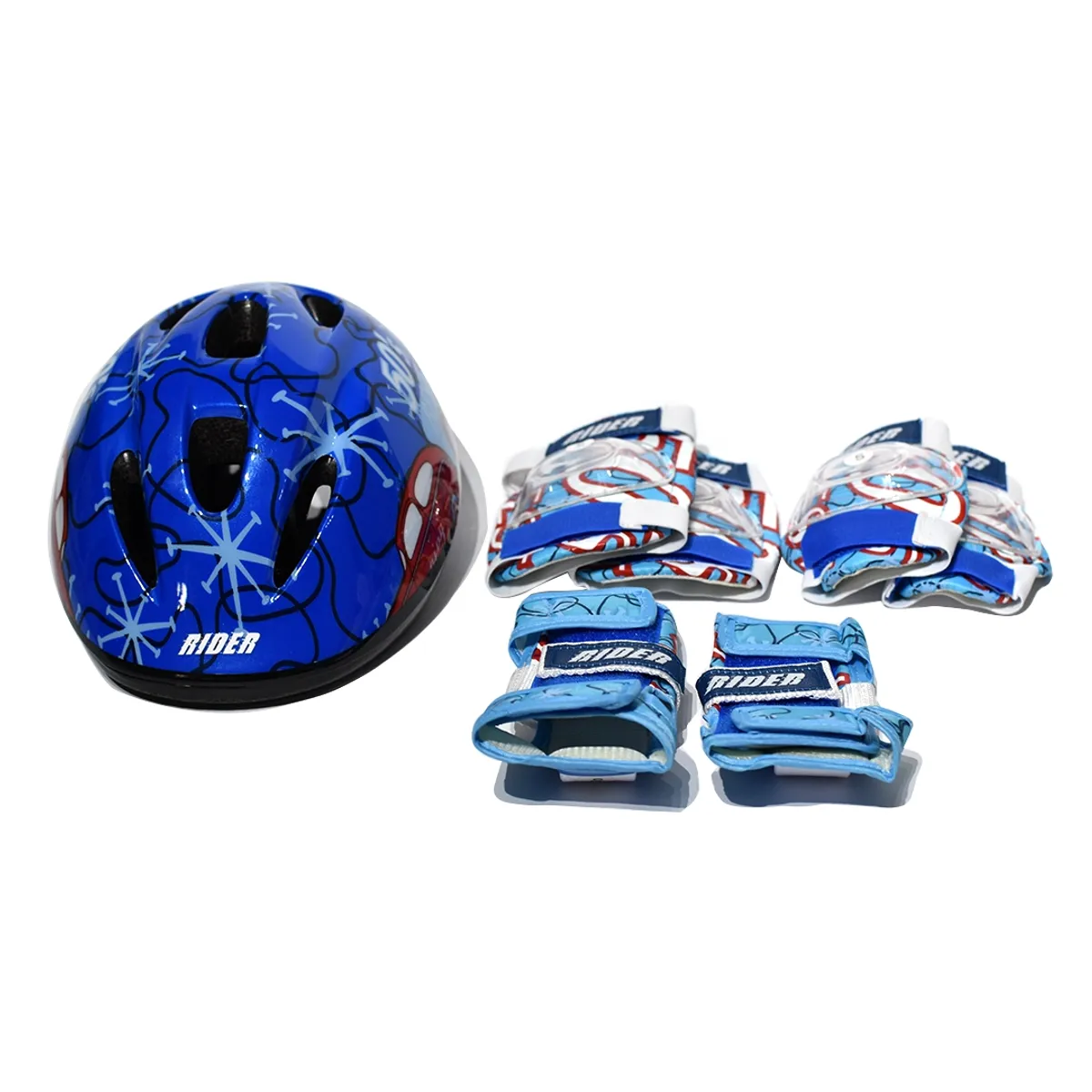 RIDER - Set de casco + protecciones Cars Rider azul Talla S