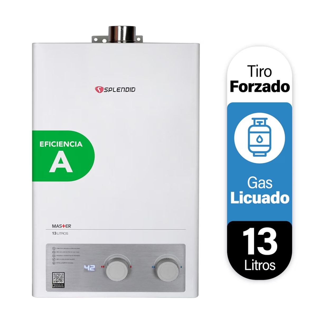 SPLENDID - Calefón Ionizado 13 Litros Master Splendid Modelo 600052721F
