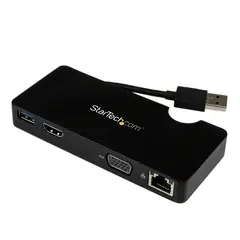 STARTECH - Adaptador Hub USB3SMDOCKHV USB-A a HDMI/VGA/RJ-45/USB-A