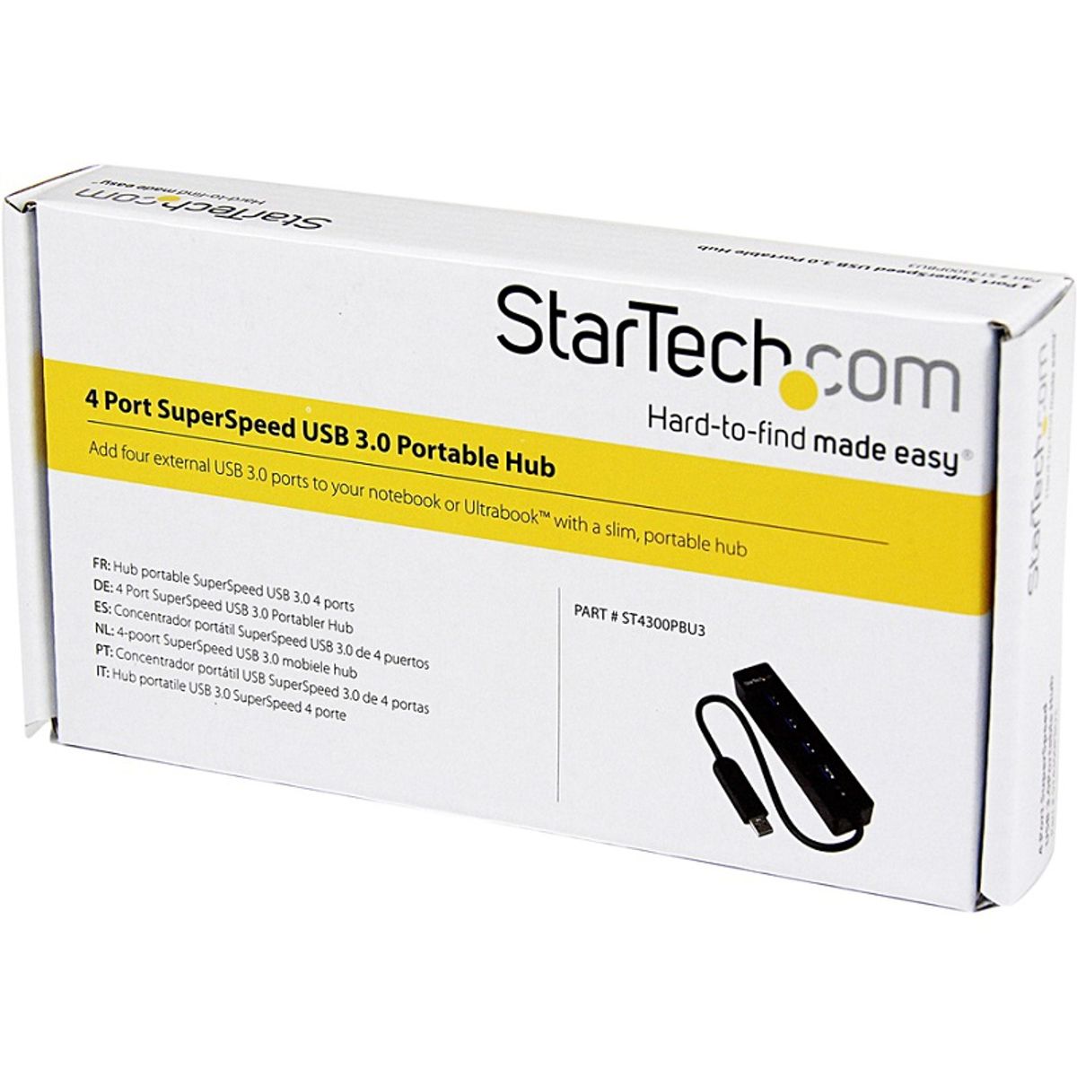 STARTECH - Adaptador Startech Hub ST4300PBU3 USB-A 4 Puertos