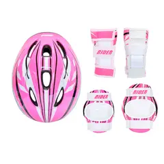 RIDER - Set de casco + protecciones infantiles pink Talla S