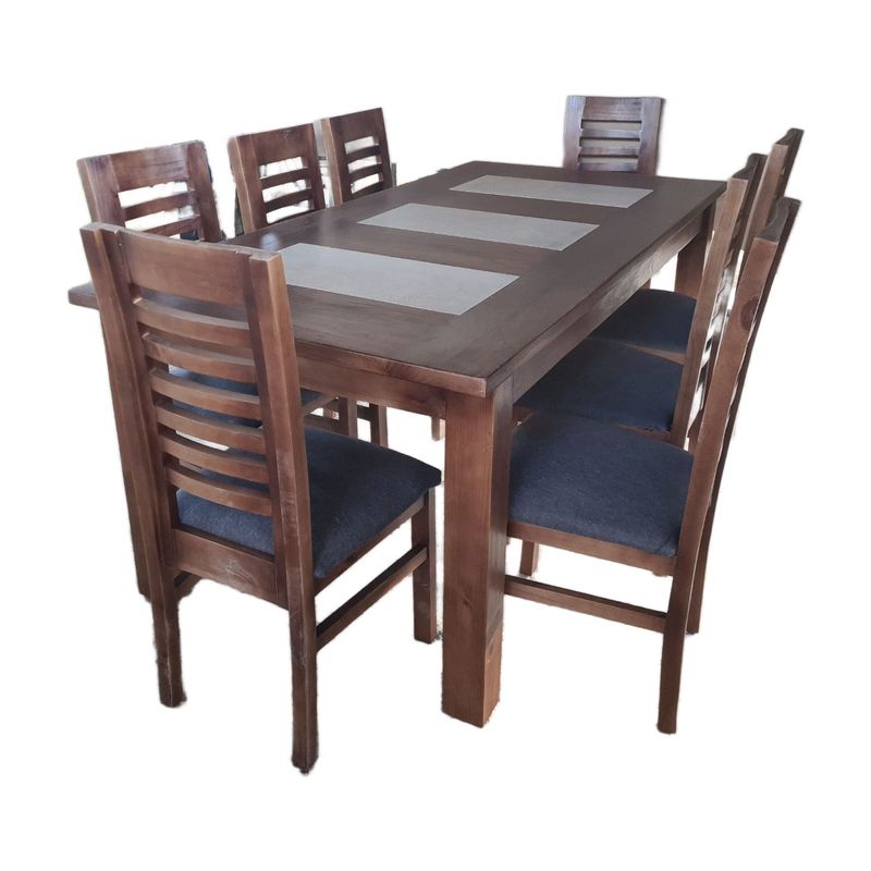GENERICO - Comedor Florencia porcelanato gris 8S Nogal