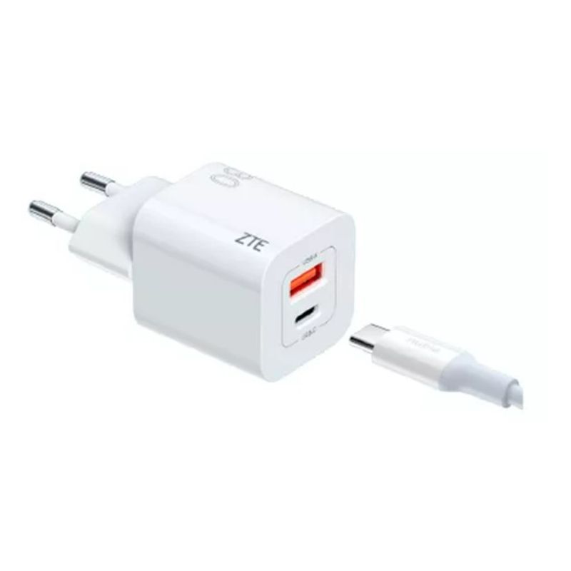 ZTE - Cargador Doble Zte 30w Gan Carga Rapida Usb Y Tipo C