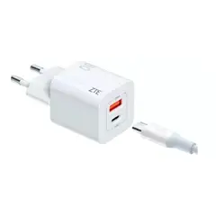 ZTE - Cargador Doble 30w Gan Carga Rapida Usb Y Tipo C