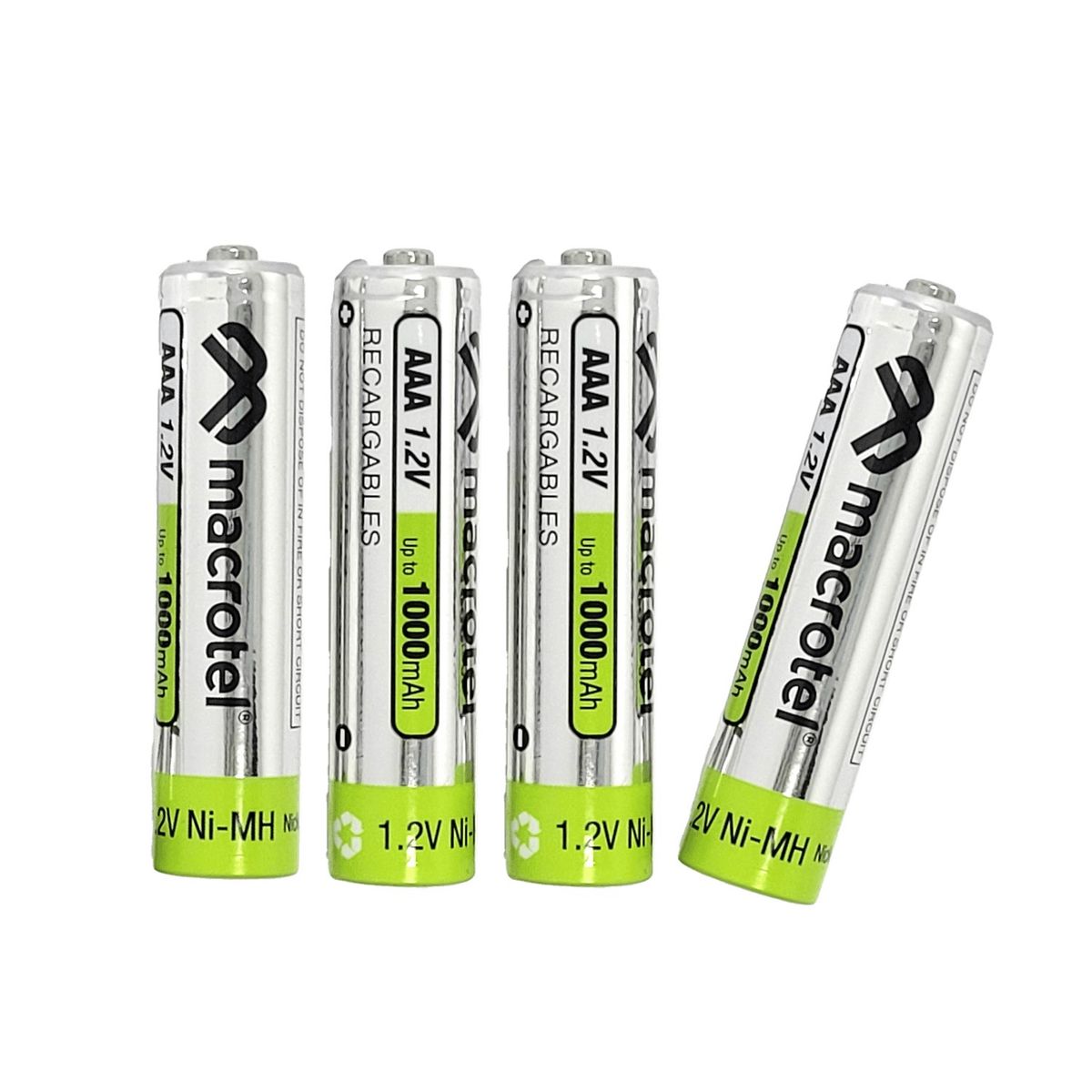 MACROTEL - Pack 4 Pilas AAA Recargables Macrotel 1000mha MW-800