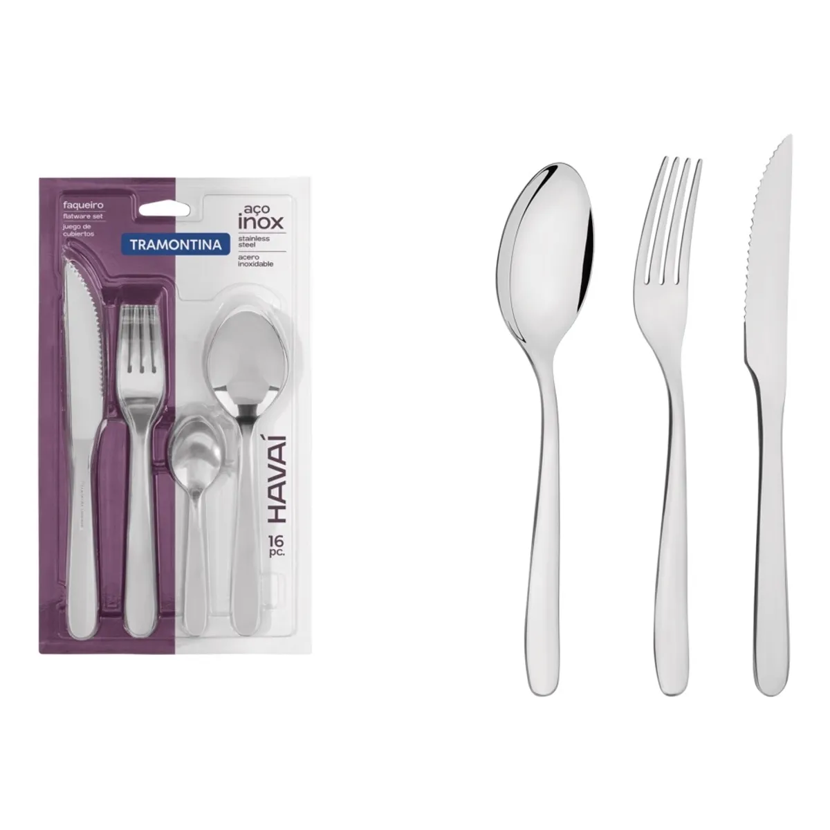 TRAMONTINA - Juego De Cubierto Tramontina 16 Piezas. Para Asado Havaí