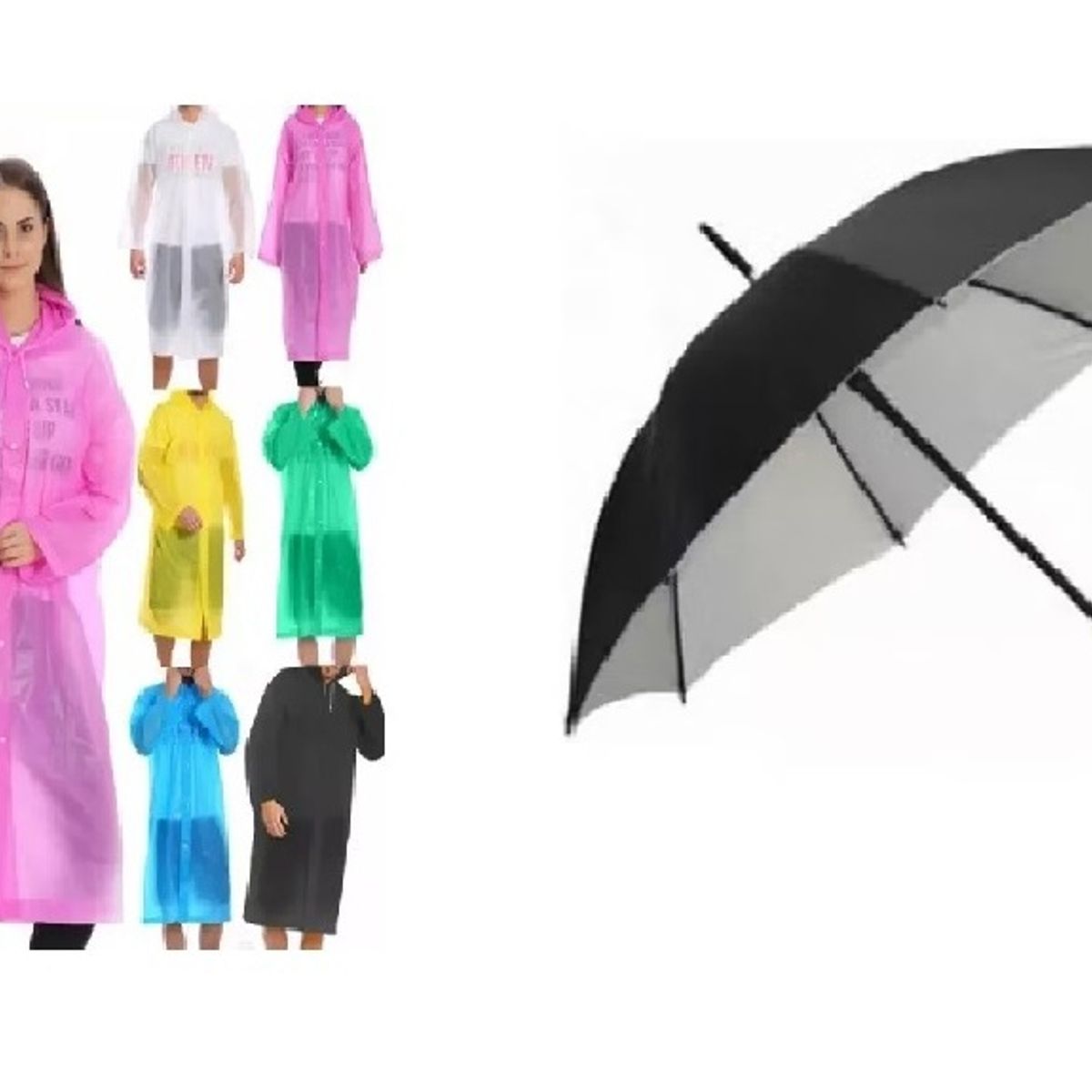 GENERICO - Pack Paraguas Grande + Poncho Impermeable Lluvia Invierno