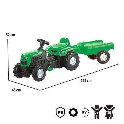 Imagen 2 del producto Tractor Pedales Ranchero Verde Con Carrito