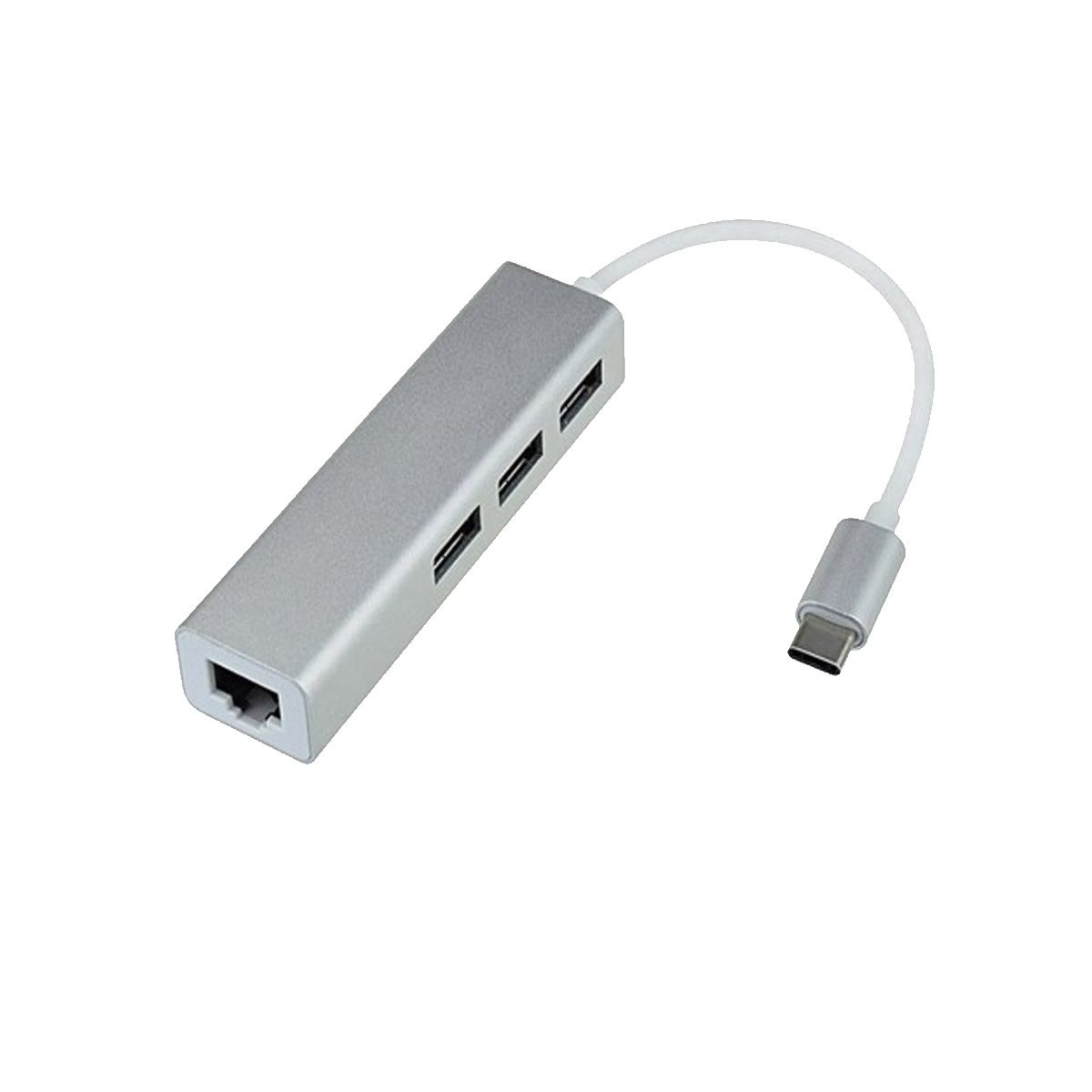 GENERICO - Adaptador Usb C 3.1 a USB 3.0 Hub 3 puertos + Rj45 Gigabit Ethernet compatible con Macbook  y Smartphone