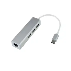 GENERICO - Adaptador Usb C 3.1 a USB 3.0 Hub 3 puertos + Rj45 Gigabit Ethernet compatible con Macbook y Smartphone
