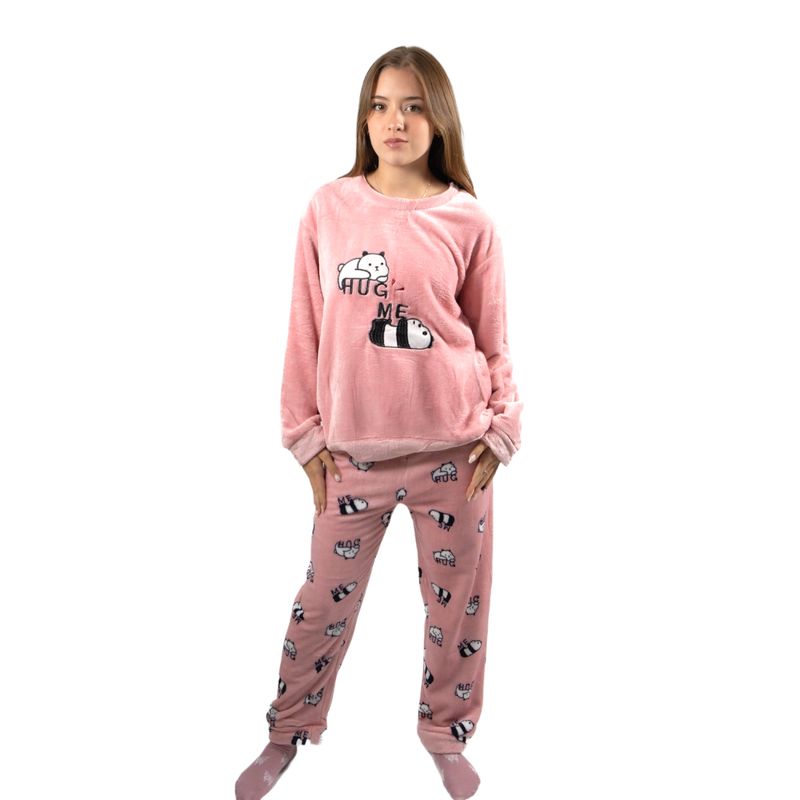 MEDIA LUNA - Pijama Mujer Polar de Invierno Diseño Pandita