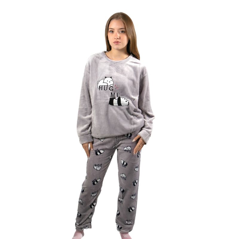 MEDIA LUNA - Pijama Mujer Polar de Invierno Diseño Pandita