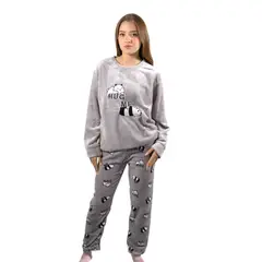 MEDIA LUNA - Pijama Mujer Polar de Invierno Diseño Pandita