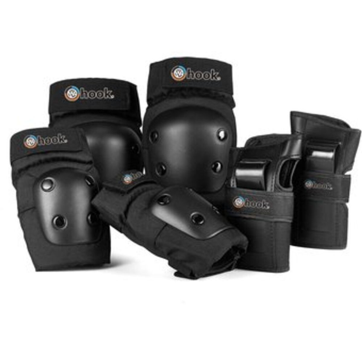HOOK - Set de Protecciones (Rodilla-Codo-Muñeca) Hook Negro 403 Talla L