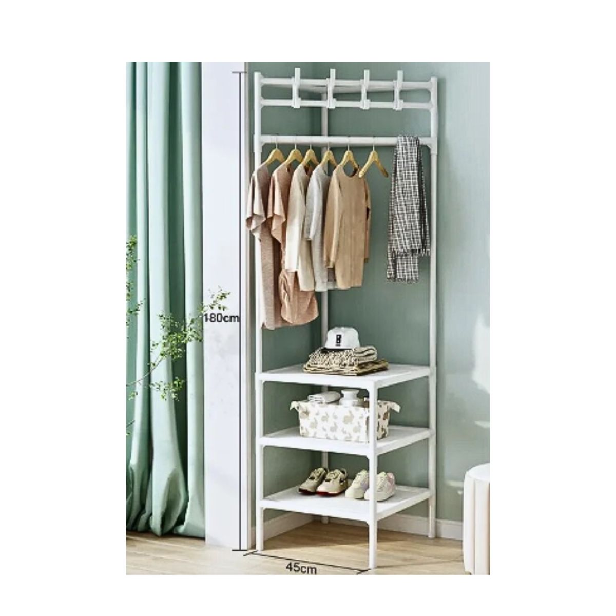 GENERICO - Perchero Multifuncional Organizador Ropa Zapatos Esquinero Blanco