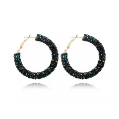 GENERICO - Aros Argollas con Brillos Color Azul