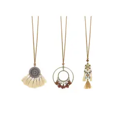 GLORIAHOON - Collar 3 Piezas con colgante borlas retro bohemio