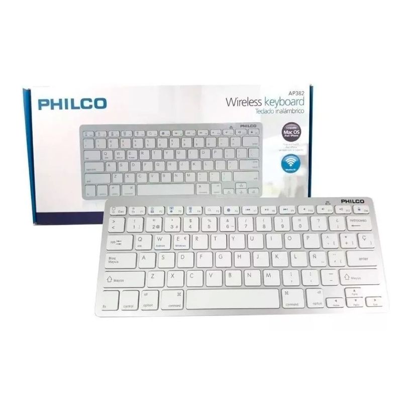 PHILCO - Teclado bluetooth Philco AP382 QWERTY color blanco