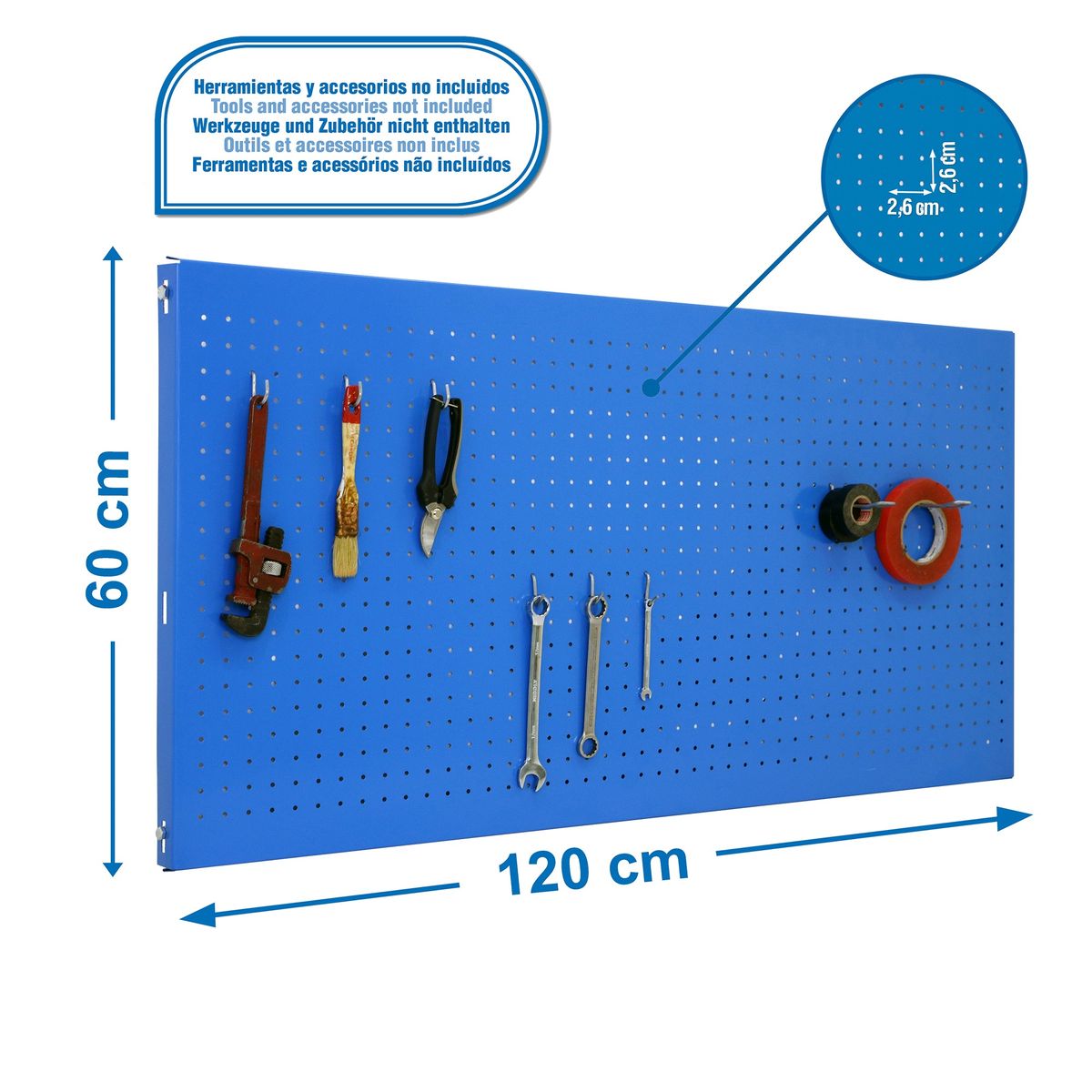 SIMONRACK - Panel Perforado PanelClik 1200x600 Azul  + 8 Ganchos