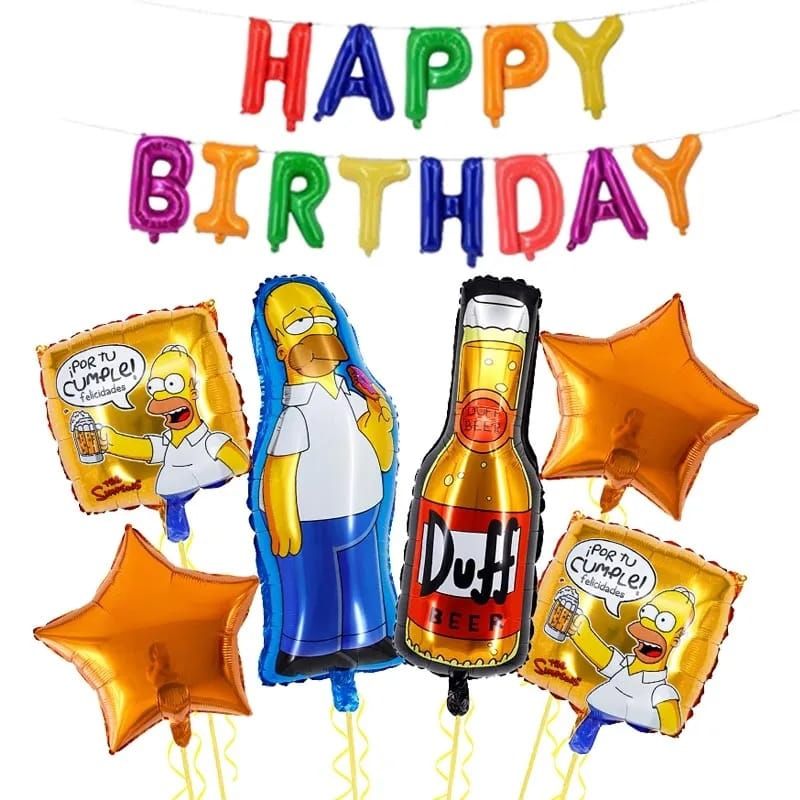 GENERICO - Set Decoración Globos + banderín Homero simpson