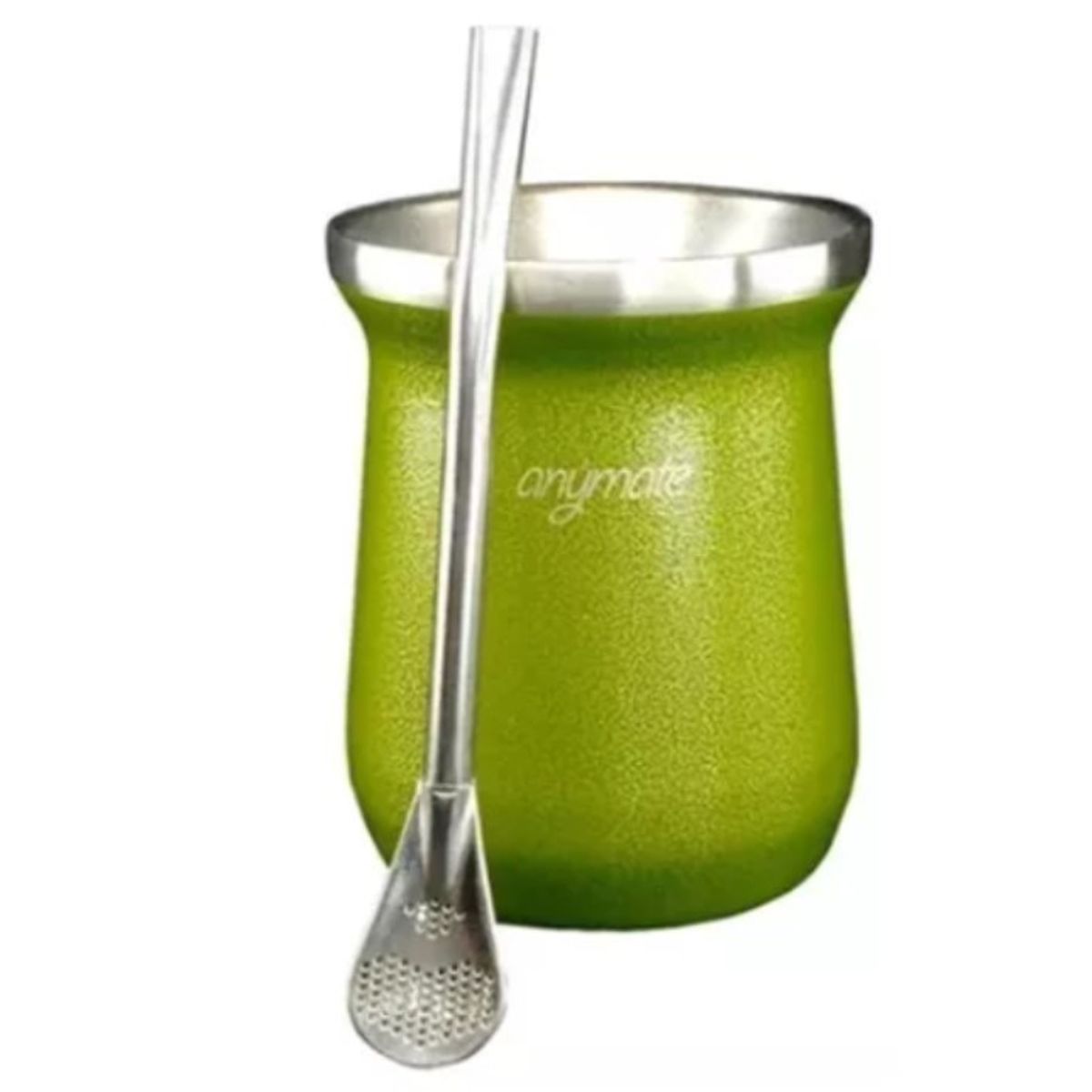 GENERICO - Mate Con Bombilla Anýmate Premium Matero Metalizado Verde 236 ML.
