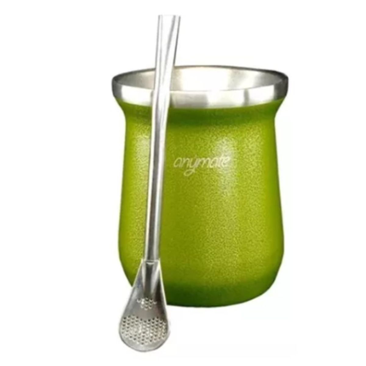 GENERICO - Mate Con Bombilla Anýmate Premium Matero Metalizado Verde 236 ML.