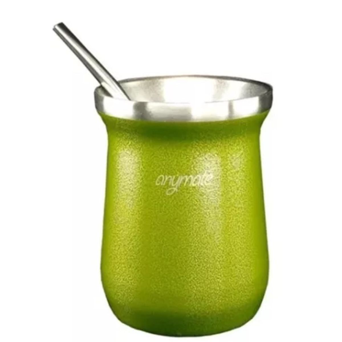 GENERICO - Mate Con Bombilla Anýmate Premium Matero Metalizado Verde 236 ML.