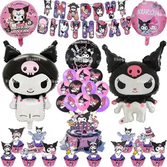 GENERICO - Set Decoración Globos + banderín Kuromi cumpleaños