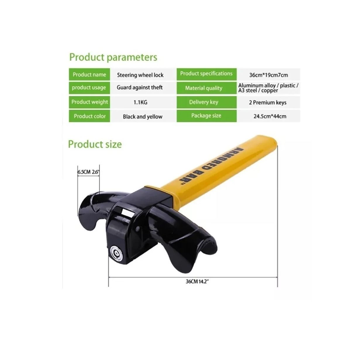 HOMELY - Traba Volante Para Auto Seguridad Antirrobo Automotriz