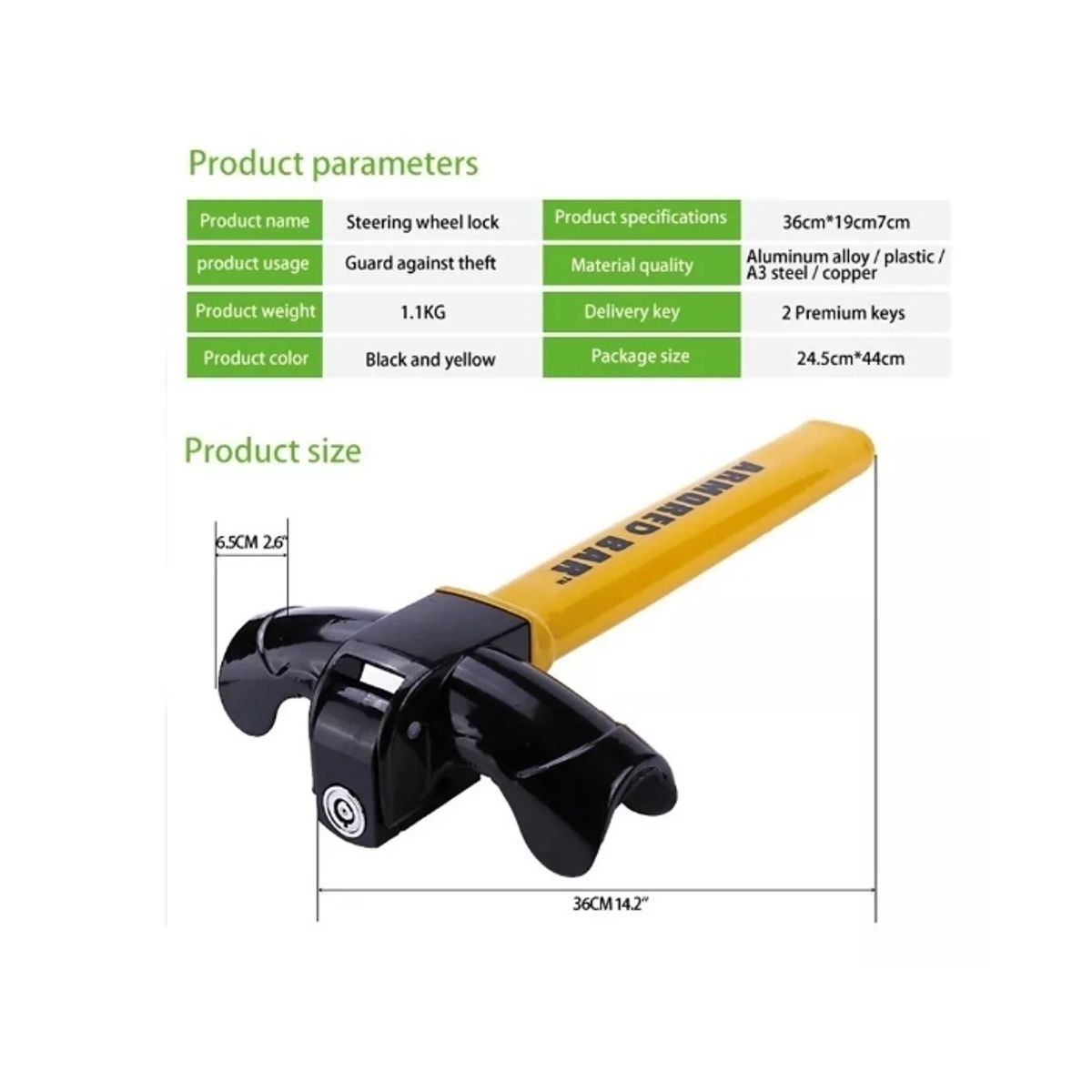 HOMELY - Traba Volante Para Auto Seguridad Antirrobo Automotriz