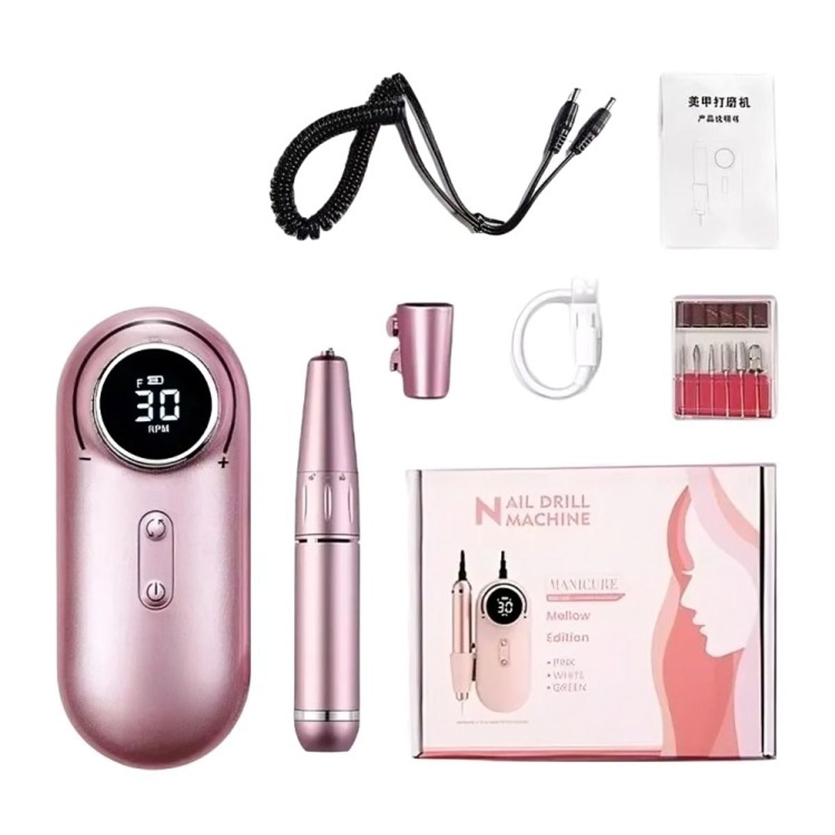 OEM - Torno De Uñas Inalámbrico Pantalla Lcd 30000 Rpm Manicura.