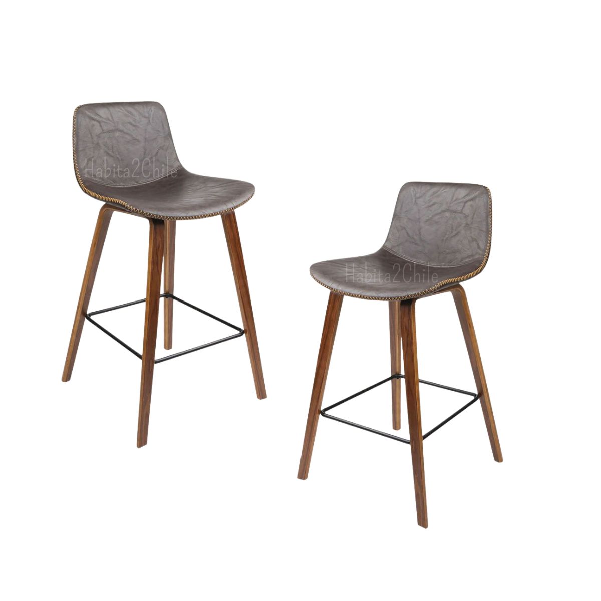 GENERICO - Pack de 2 sillas de Bar Cuero Sintético 75 cm