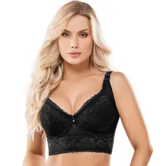 CAROL - Sostén Control Fame Negro Alto Cubrimiento Espalda - Negro