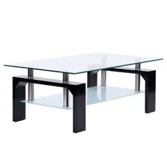 GENERICO - Mesa De Centro Rectangular Vidrio - Negro