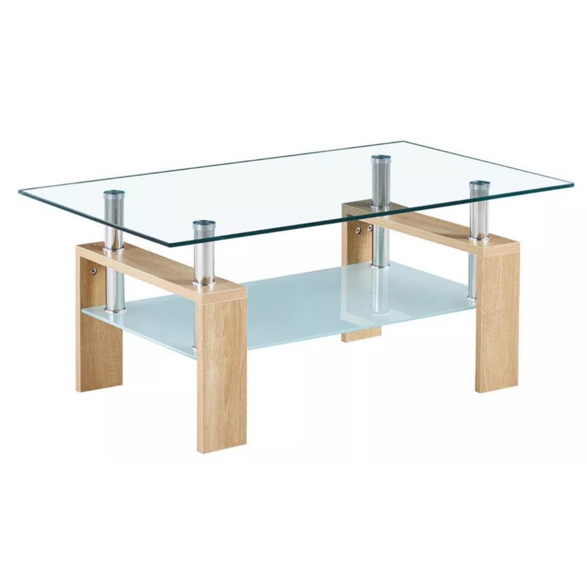 HABITA2 CHILE - Mesa de centro rectangular vidrio y madera - Natural