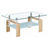 Mesa de centro rectangular vidrio y madera - Natural